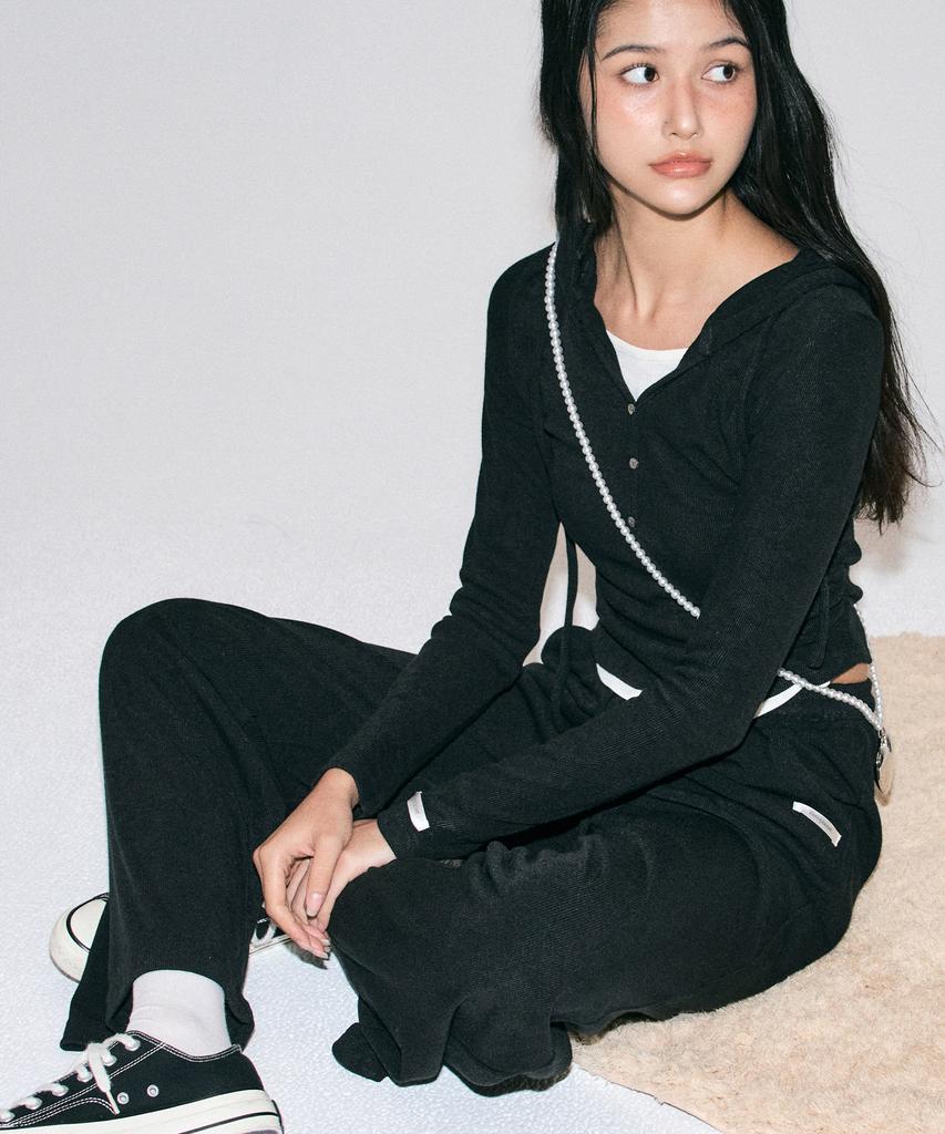 ZEROPLANET Eva Knit Wide Pants [Black]