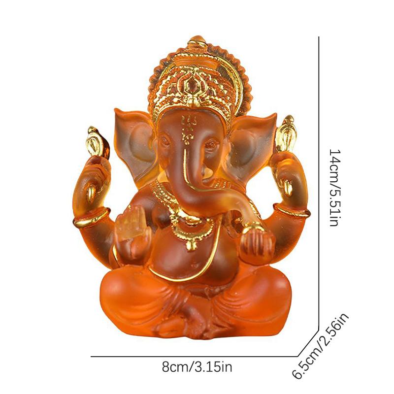 Clear Lord Ganesha Elephant Statue Hindu Resin Sculpture Home Garden Buddha Figurine Decoration