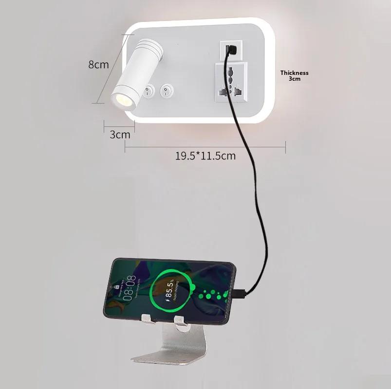 Креативный светодиодный вращающийся настенный светильник с USB-портом для зарядки, декоративный настенный светильник для гостиной, коридора, спальни, кабинета, чтения
