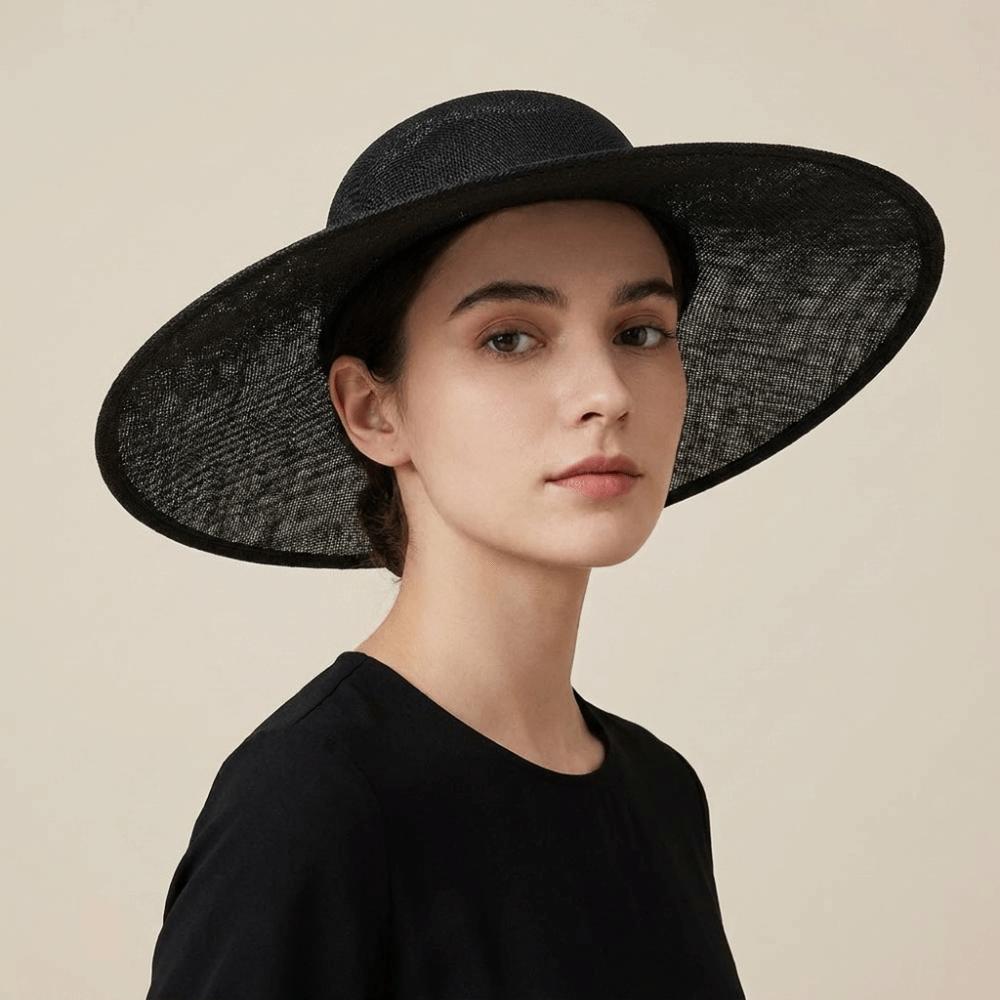 Solid Color Mesh Hat Wide Brim Masquerade Top Hat Fashion Vintage Fascinator Hat  Girl