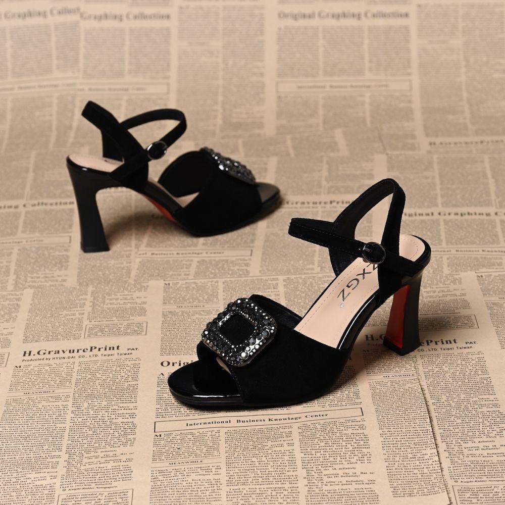 Open-toed sandals fish mouth low-top fashion sandals summer thick heel fashion versatile word with high heel sandals