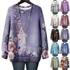 Женская футболка с цветочным принтом, круглым вырезом и длинными рукавами, свитшот