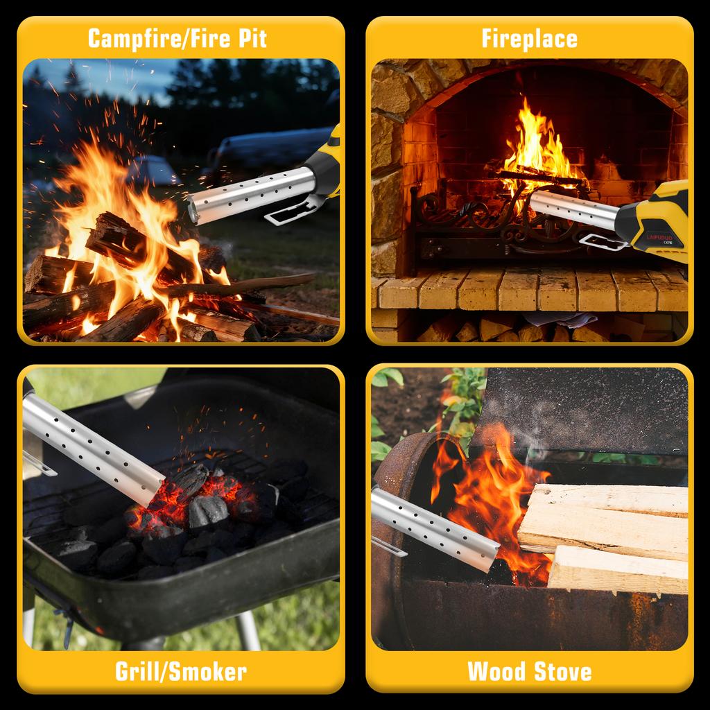 400W Cordless Fire Starter Charcoal Starter BBQ Tool Chemical Free Heated Air with Built-In Blower for Dewalt 20V Battery Pin