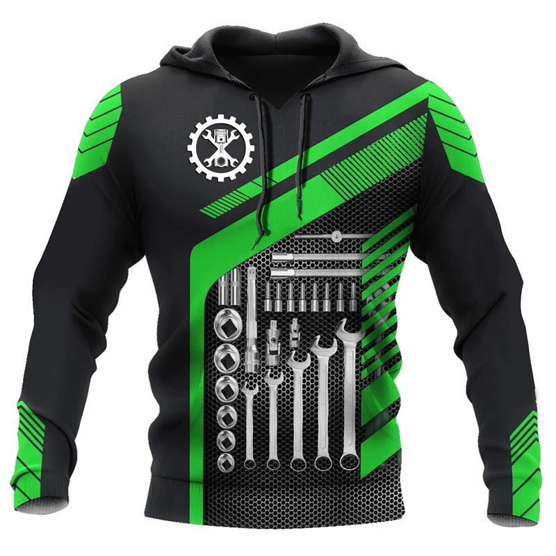 Толстовки с капюшоном Mechanic Персонализированные мужские толстовки с капюшоном Осенняя мужская одежда Оверсайз Повседневные пуловеры Толстовка Унисекс Уличная одежда