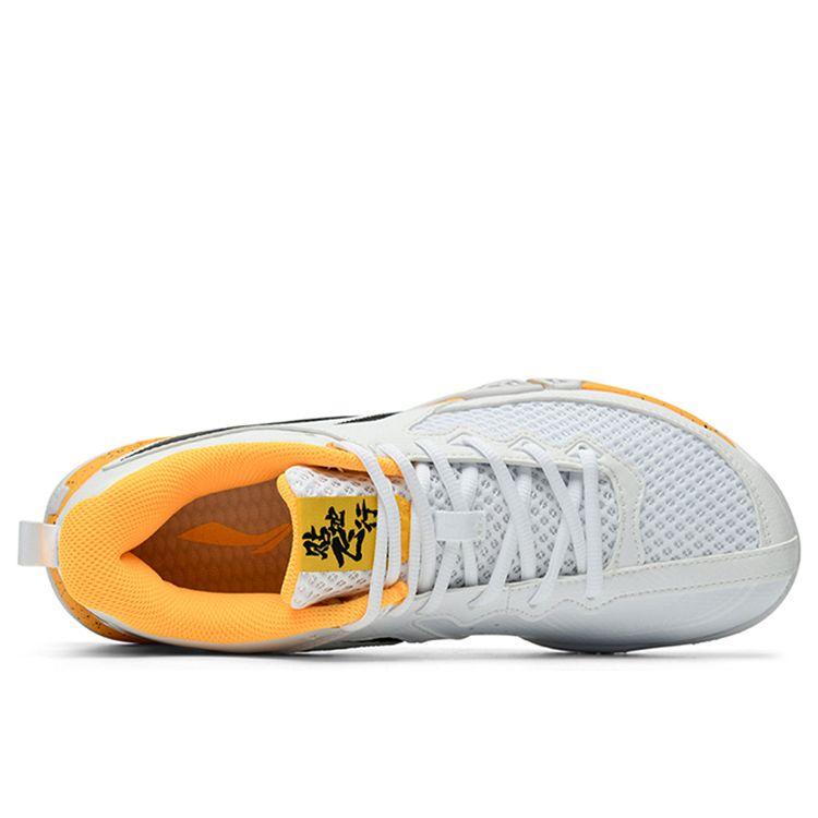 Li-Ning Кроссовки для бадминтона Ground Flying II Lite Breathable Non-Slip с низким верхом, унисекс, белые, желтые, AYTT003-3