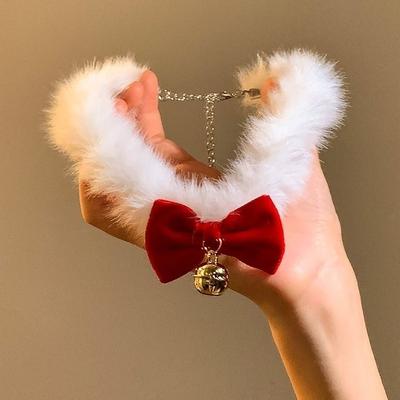 Новогодний Рождественский Красный Бант Плюшевое Ожерелье Для Женщин Атмосферный Чокер Нишевая Цепочка На Ключицы