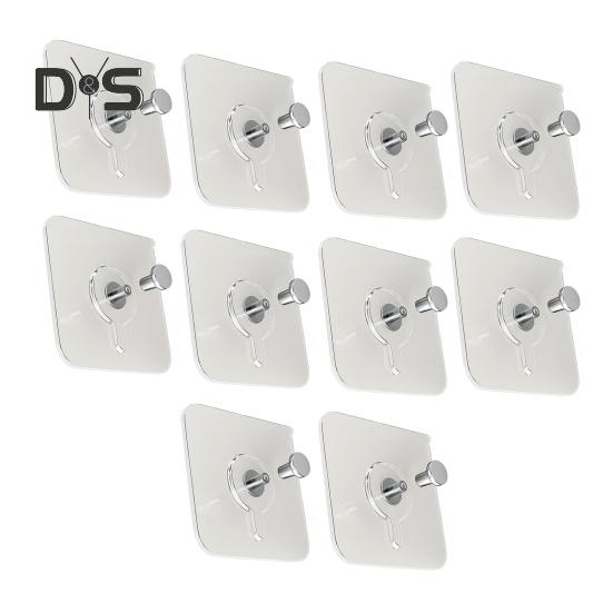 10Pcs Drill Free Adhesive Hooks Strong Load-bearing Waterproof Easy To Install Picture Hangers Wall Mount Screw Hooks