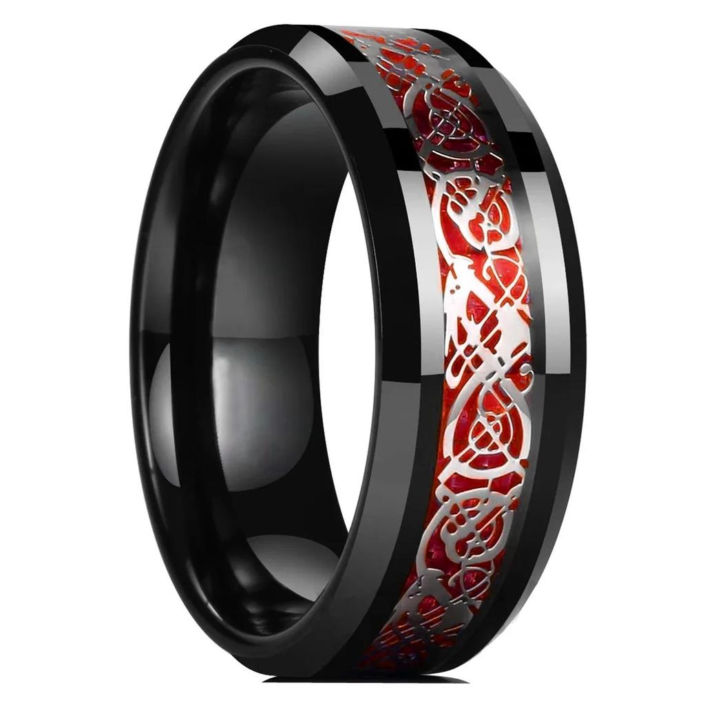 Vintage CopperColor Titanium Stainless Steel Rings for Men Black Carbon Fiber Ring Wedding Jewelry Christmas Gift Accessories