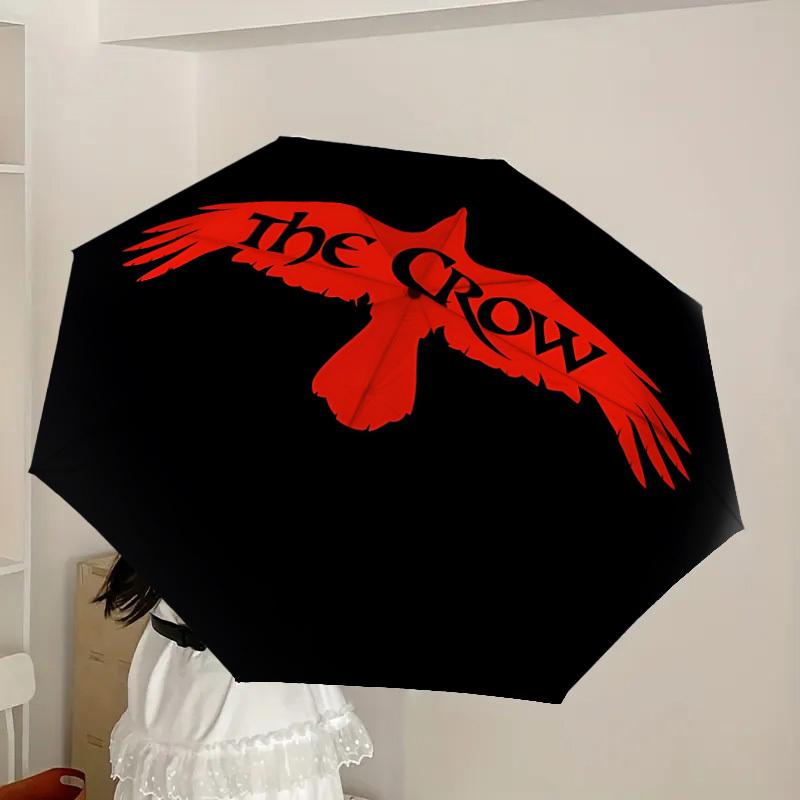 1pc The Crow Automatic Umbrella | Portable Foldable 8-Rib Manual Open, Cute Halloween & Christmas Gift for Outdoor, Casual Accessory, Durable Canopy y