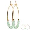 [R4097] - Gold Plated Hoop Earrings 'Mineralia' Golden Chalcedony - 3 Cm 3 Mm