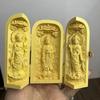 1 шт. Изысканная резьба по самшиту Статуя Будды Гуаньинь Западная Троица Деревянная резьба Ремесла Домашнее украшение