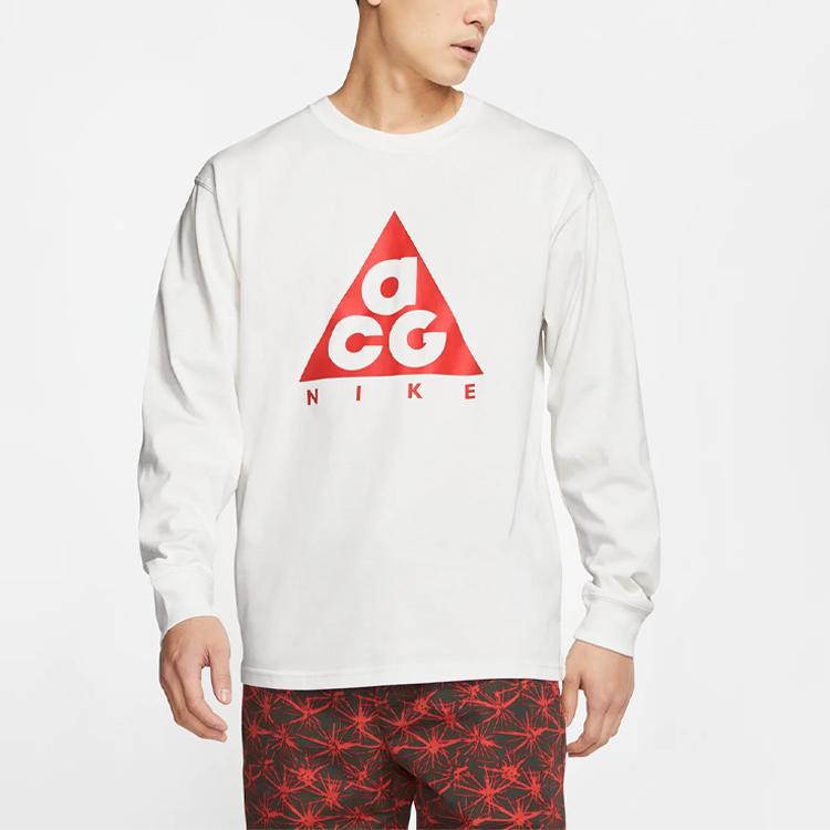 Nike Футболка ACG Series Ls, пуловер с длинными рукавами, спортивная повседневная футболка, мужские топы, белые BQ7203-122