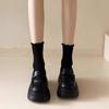 French Platform Thick Heel British Style Small Leather Shoes Women's 2025 New Spring One-pedal Single Shoes Black Loafers