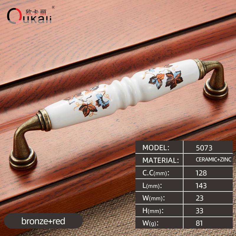 Oukali Vintage Rural Ceramic Drawer Cupboard Door Furniture Handles Cabinet Handles and Knobs Dresser Kitchen Pull