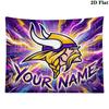 Custom Name Minnesota VikingsPrinted Tapestry – Wall Hanging for Bedrooms, Dorms, and Home Decor