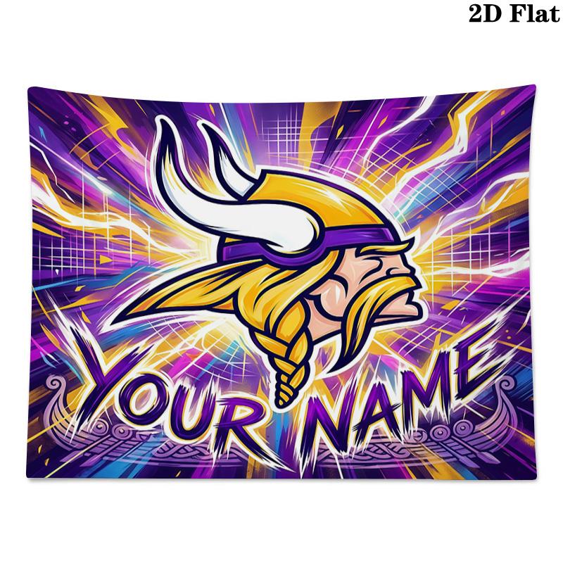 Custom Name Minnesota VikingsPrinted Tapestry – Wall Hanging for Bedrooms, Dorms, and Home Decor