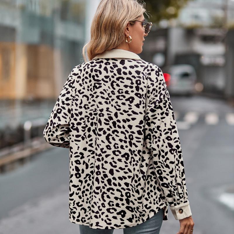 Весенне-осенняя женская куртка с леопардовым принтом и длинными рукавами, рубашка-куртка, женская