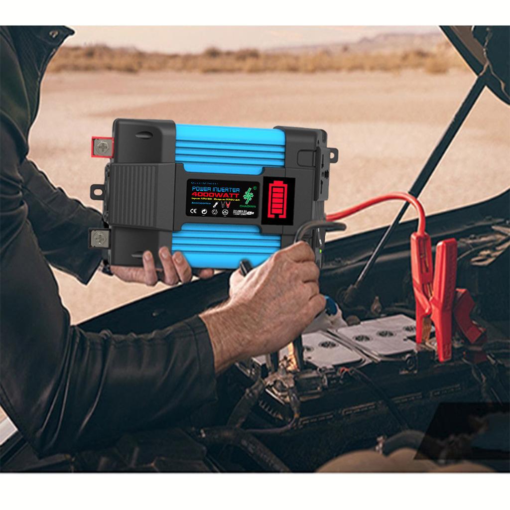 4000 Вт/6000 Вт автомобильный инвертор, светодиодный преобразователь напряжения, емкость дисплея, преобразователь 12 В в 110/220 В, двойной USB-инвертор для автомобильной техники