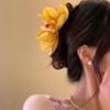 Sweet Yulan Flower Hair Claw Elegant Women Hair Accessories White Magnolia Shark Clip  Vacation