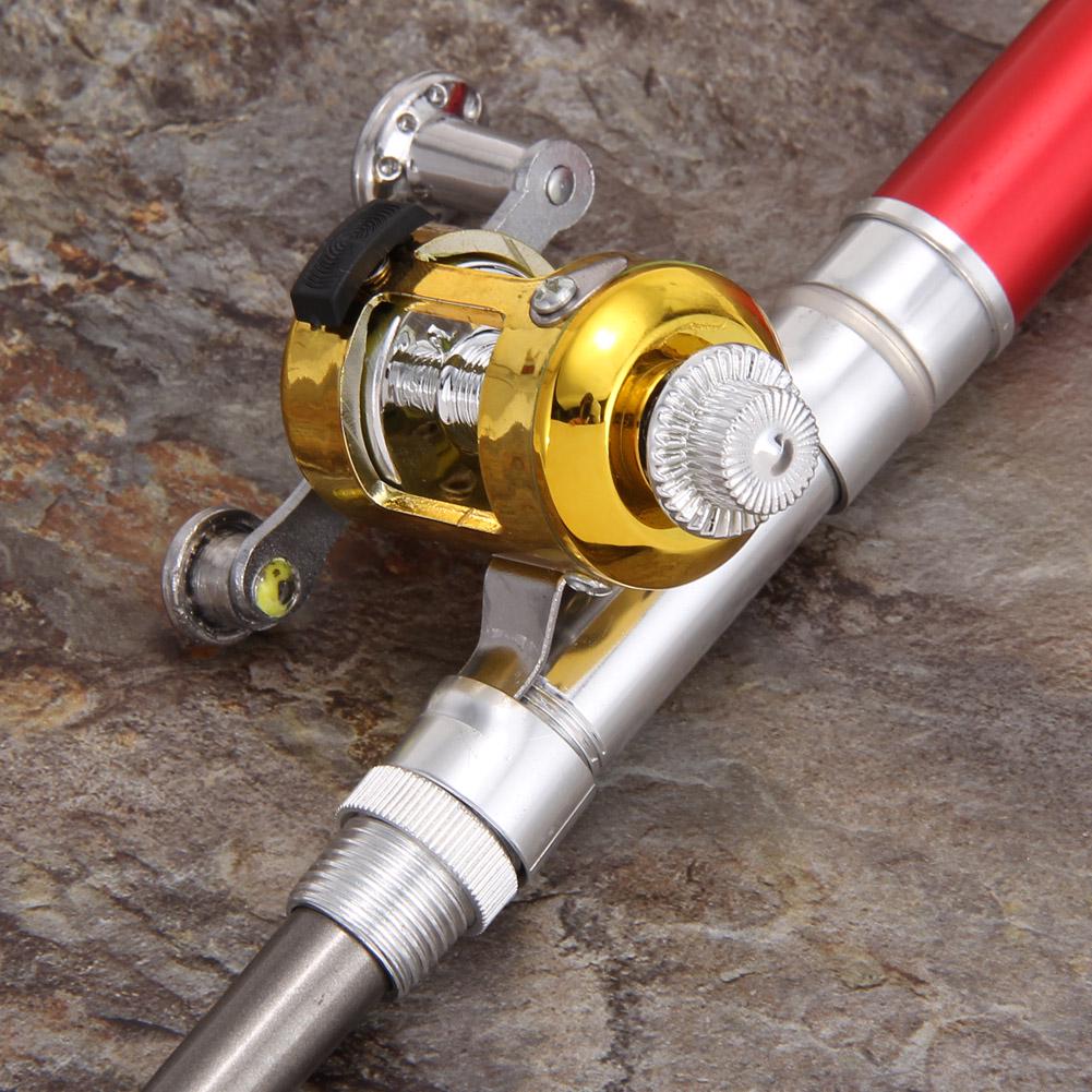 Pocket Fish Pen Mini Portable Pocket Fish Pen Shape Aluminum Alloy Fishing Rod Pole Reel Multicolor Fishing Tool