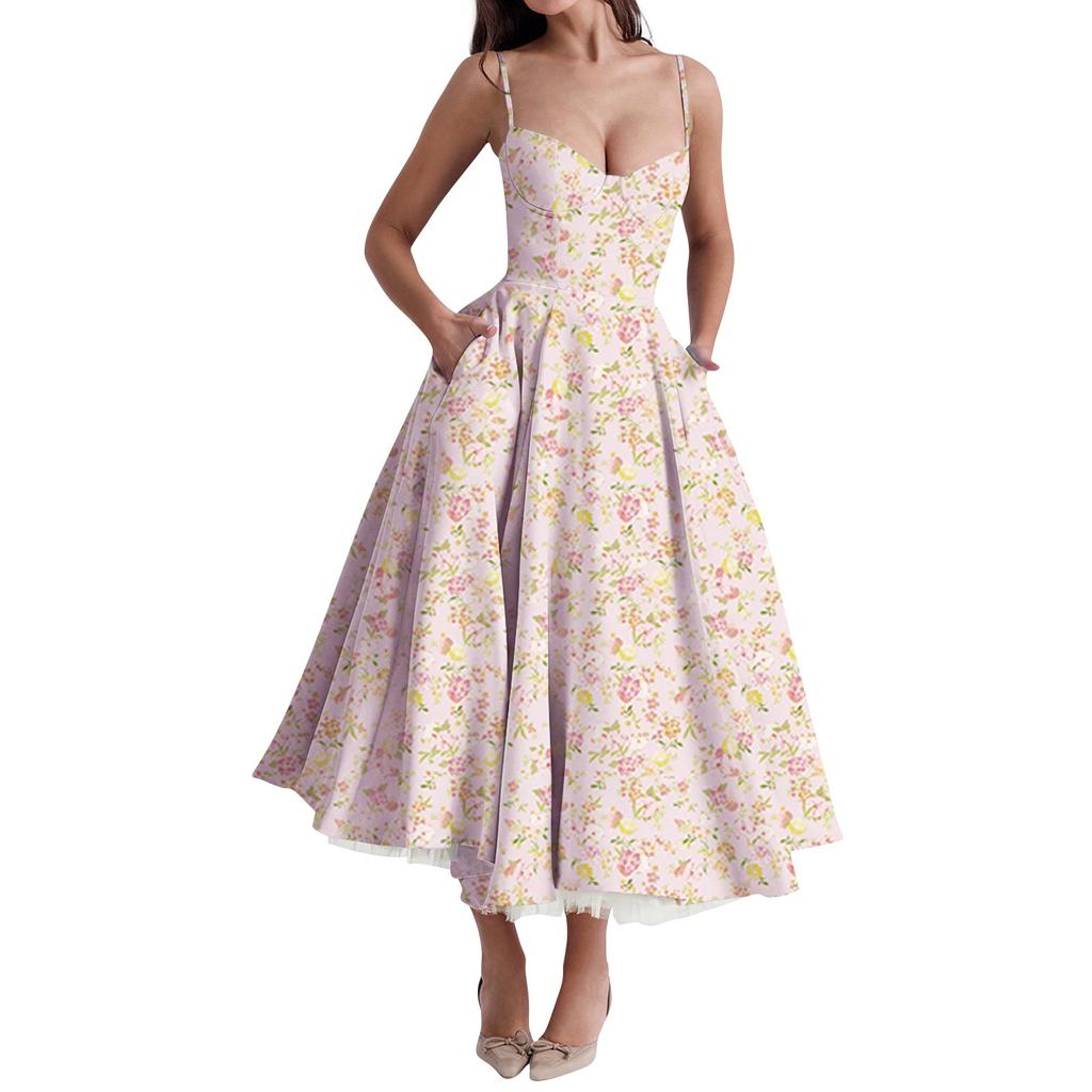 Женское модное однотонное платье принцессы с сеткой и двухслойным платьем на подтяжках