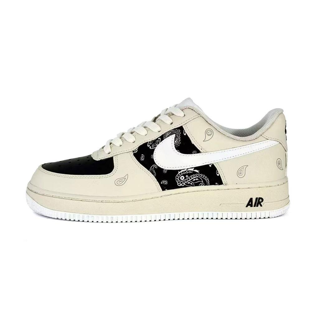 Nike Air Force 1 Paisley Abrasion Resistant Low top Skateboard Shoes Men's Black CW2288-111(Team1845v)