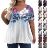 Womens Plus Size Tops Shorts Sleeve Shirts V Neck Casual Clothing Clothes Prints Tops