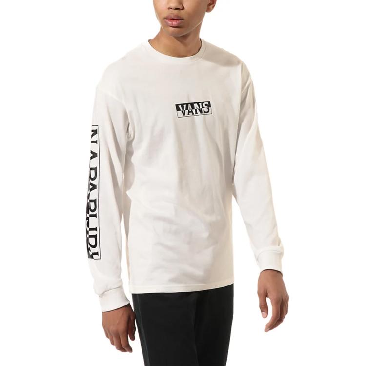 Vans X Napapijri Collaboration повседневная футболка с круглым вырезом и длинным рукавом с принтом для мужчин, белые VN0A541GZM6