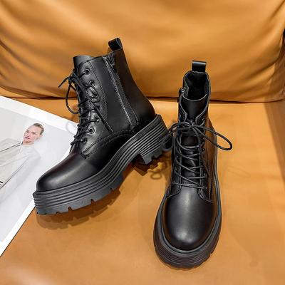 Женские простые и удобные рабочие ботинки на толстой подошве с высоким верхом, модные повседневные женские ботинки из кожи 35-40