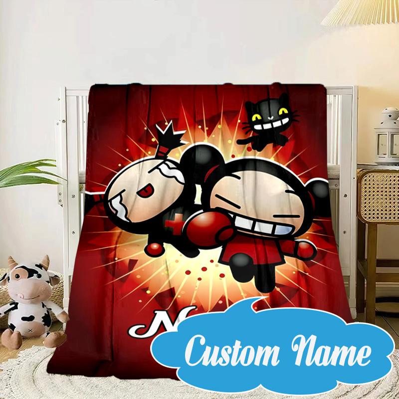 Custom Name Heartfelt Pucca Love Blanket bed sofa Blanket Flannel Blanket for Camping, Hiking, Picnic Essentials,gift for Fan family