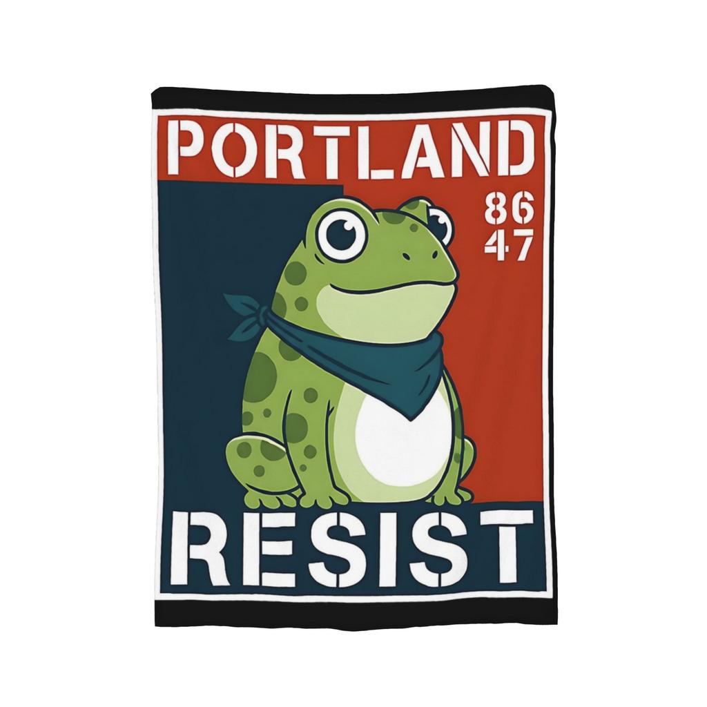 Portland Frog Protest Resist Frog Blanket Fleece Decoration  Breathable Super Soft Throw Blankets for Home Bedding Throws