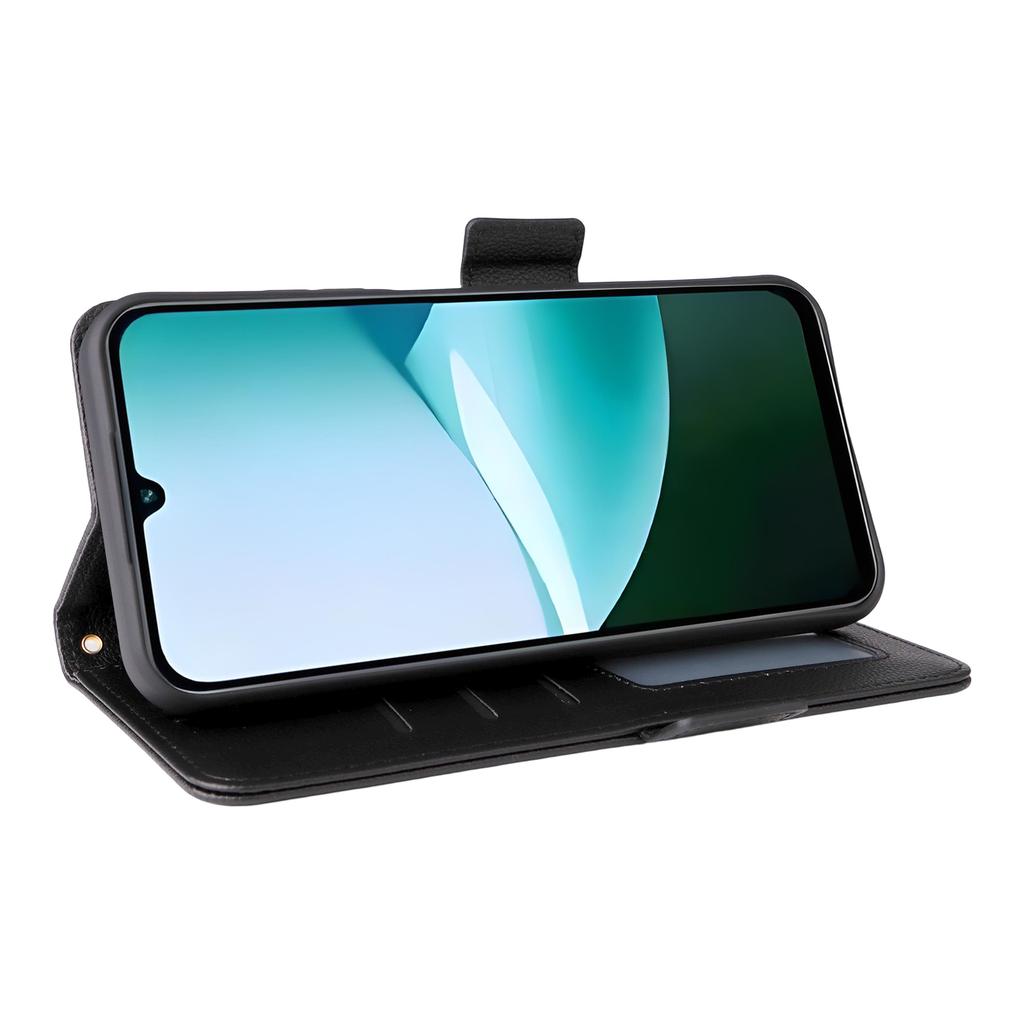 Для Xiaomi Redmi 15C 4G (Глобальный) (171 мм)/Чехол для Poco C85 4G с ремешком на запястье, текстура личи, кошелек из ПУ кожи, чехол для телефона