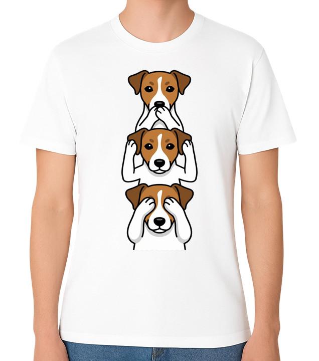 Funny Jack Russell See Hear Speak No Evil Graphic Unisex T-Shirt Dog Tee