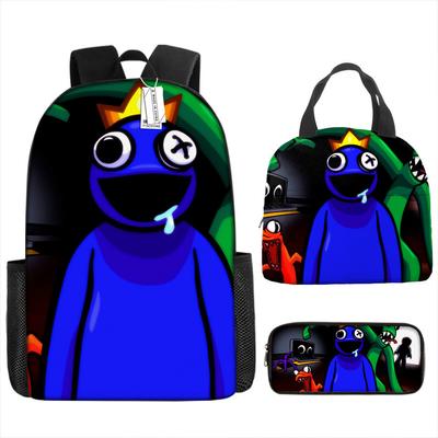 Школьный рюкзак Rainbow Friends Рюкзак Rainbow Friends Набор из трех предметов для учеников начальной школы Большая вместимость Мультяшная сумка для компьютера
