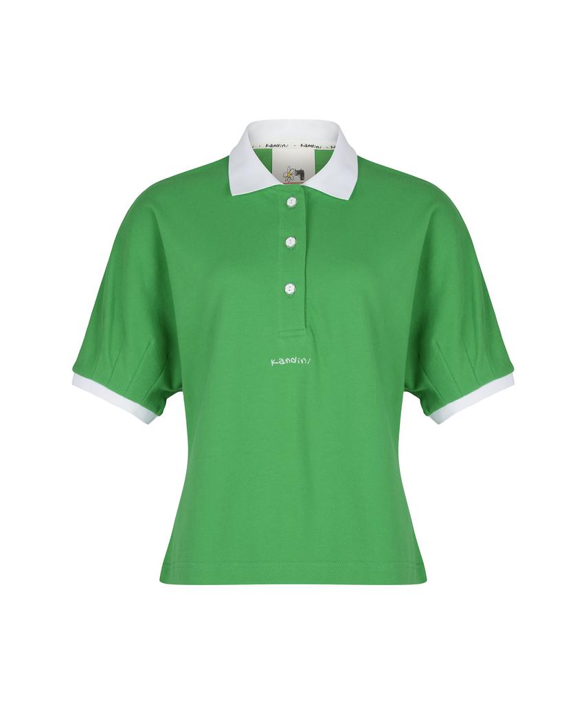 KANDINI Green Vivid Raglan Polo Shirt