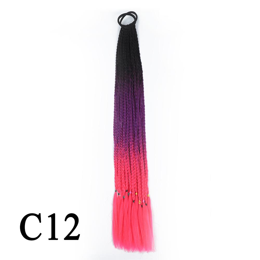 Плетеный хвост с резинкой, черный плетеный хвост ручной работы из термостойкого волокна, шиньоны с конским хвостом для девочек