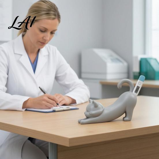 Pet Hospital Desk Decoration 3D Printed Cat Dog Holder Veterinary Thermometer Digital Decorative Holder Stand Electronic for Temperature Monitor