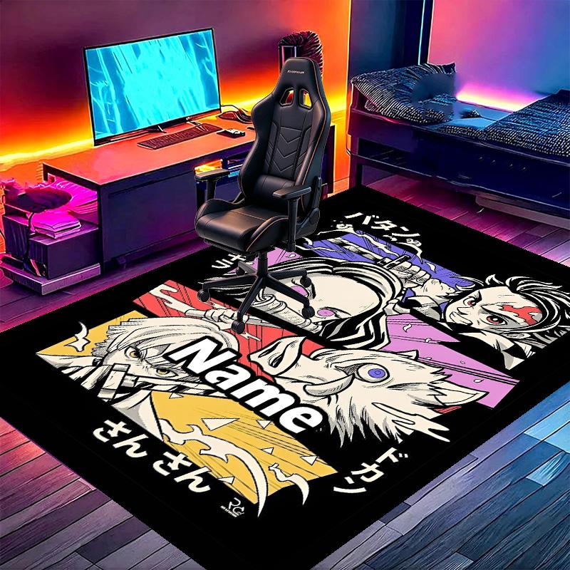 Custom Name Personalized Demon Slayer Print Carpet, Versatile Home Decor Rug, for Playroom, Apartment, Balcony, Entryway, Hallway Gift