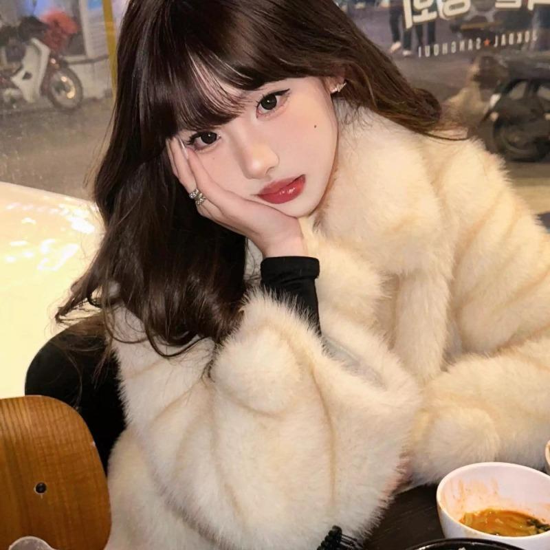 Gradual dye fluffy coat women's winter light feeling girl environmentally friendly fur fox fur coat