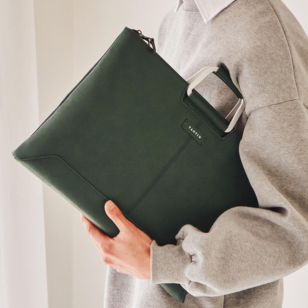 Tantin Taylor Men'S Leather Briefcase T11003 Green / Large