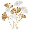 [A3227] - XXL Metal Decoration 'Ginkgo Biloba' White Gold - 81x75x6 Cm