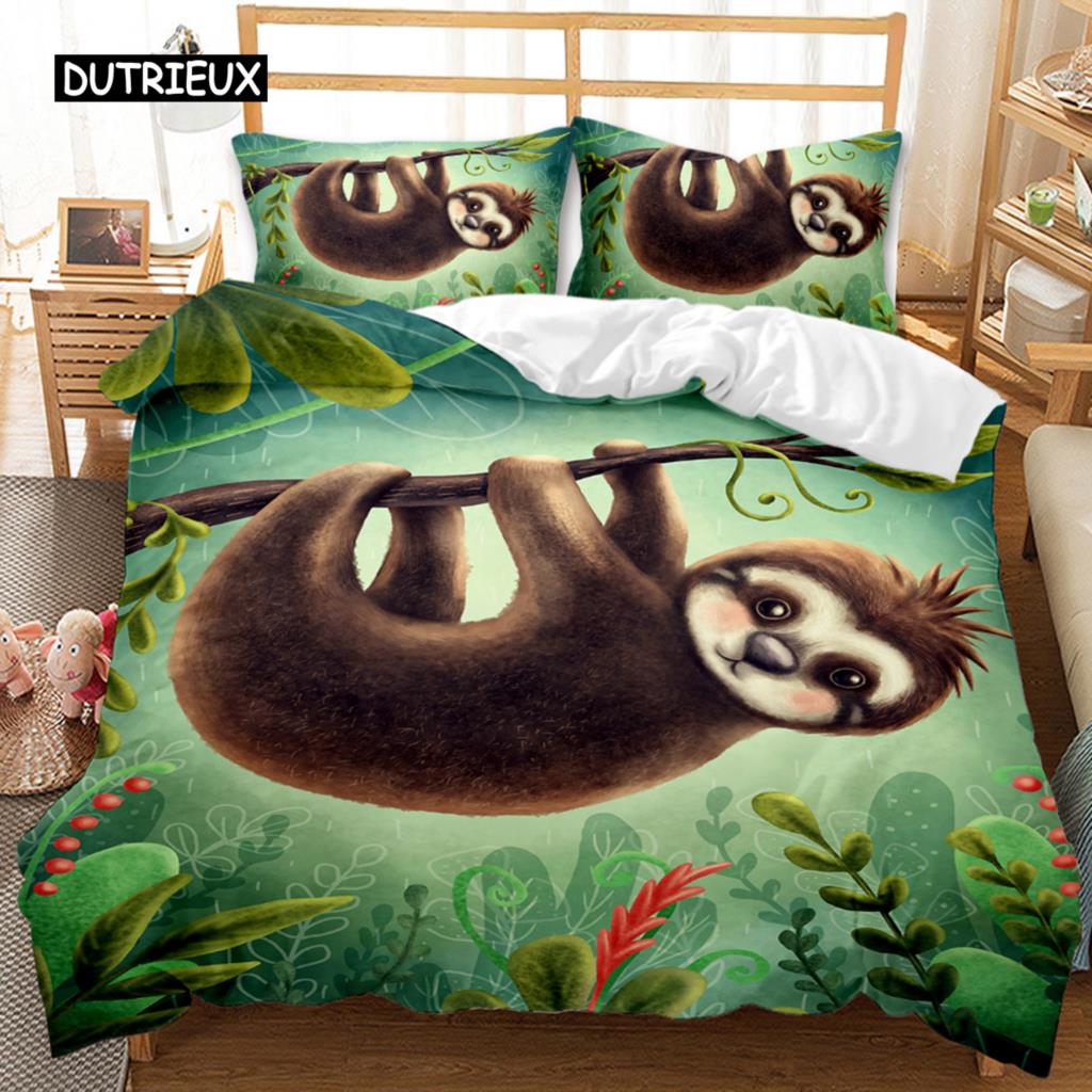 Комплект постельного белья Sloth Cartoon Space Sloth Комплект постельного белья Sloth Animal Одеяло-пододеяльник Double Queen King Size Полиэстеровое одеяло