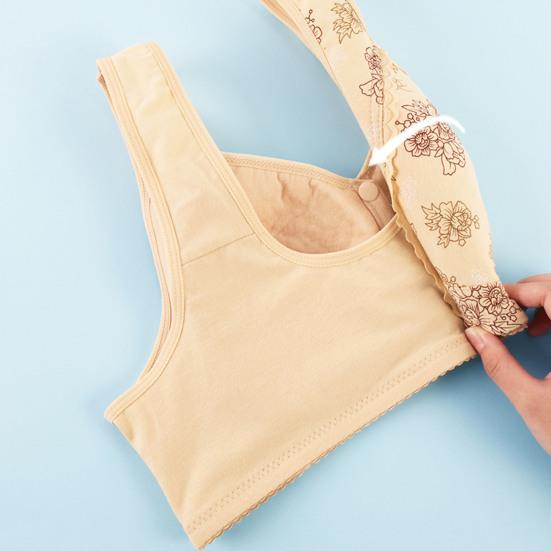 Женский спортивный бюстгальтер с ремешком на передней кнопке, беспроводной, с хорошей застежкой, с цветочным принтом, эластичный, воздухопроницаемый на плечах, противоударный, пуш-ап