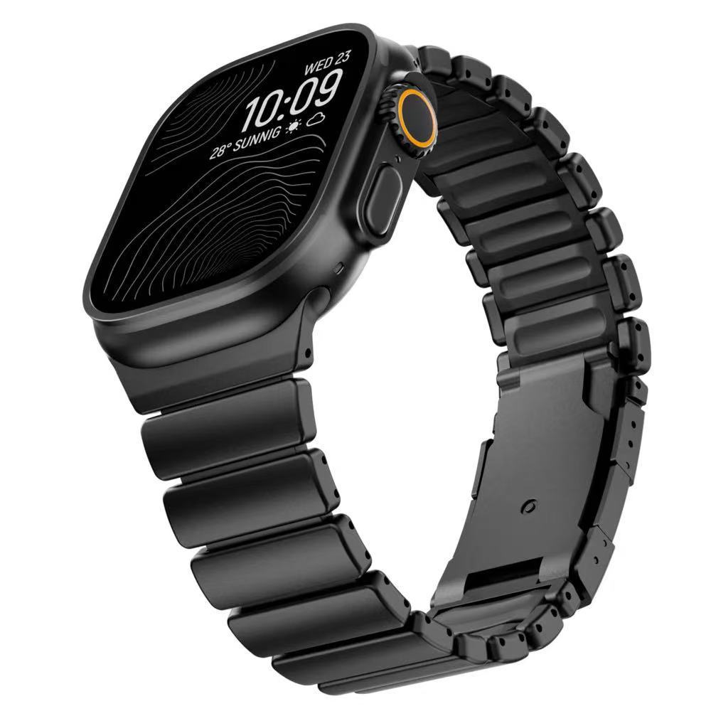 Роскошный титановый металлический силиконовый ремешок для Apple Watch Ultra 3 49 мм 11 10 46 мм Мужской браслет-ремешок для iWatch 9 8 7 6 5 4 44 мм 45 мм