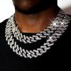 Pffee 14mm 50 60cm Cuban Chain Men Hip Hop Necklace Y2K Women Iced Out Rapper Jewelry Luxury Rhinestone Paved Miami Rhombus