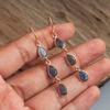 Natural Labradorite Handmade Dangle Earring 925 Sterling Silver Yellow & Rose Gold Plated Jewelry