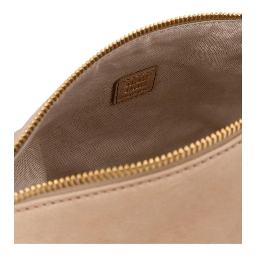 MIU MIU Embossed Logo Leather Tote Bag Women Handbags Beige 5NE841_AEFX_F0065