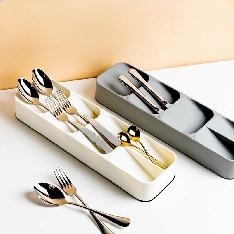 1/2PC Multi-purpose Cutlery Storage Tray Cutlery Fork Spoon Compartmentalized Organizer Kitchen Drawer Categorized Storage Boxes