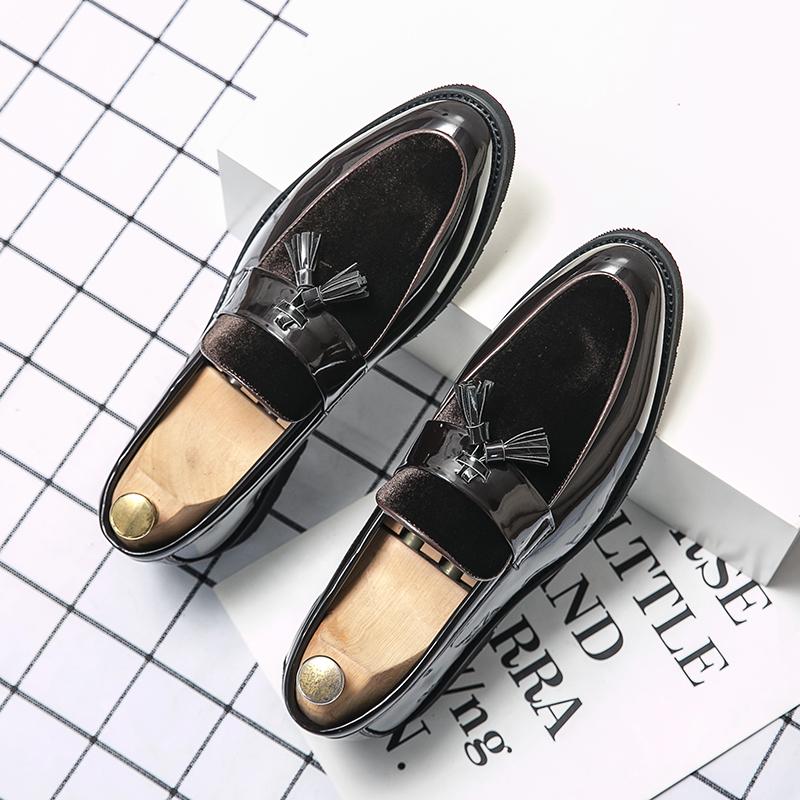 British Style Men's Comfortable Foot Cover Lazy Flow Su Le Fu Shoes Fashionable Patent Leather Breathable Pointed Bean Shoes