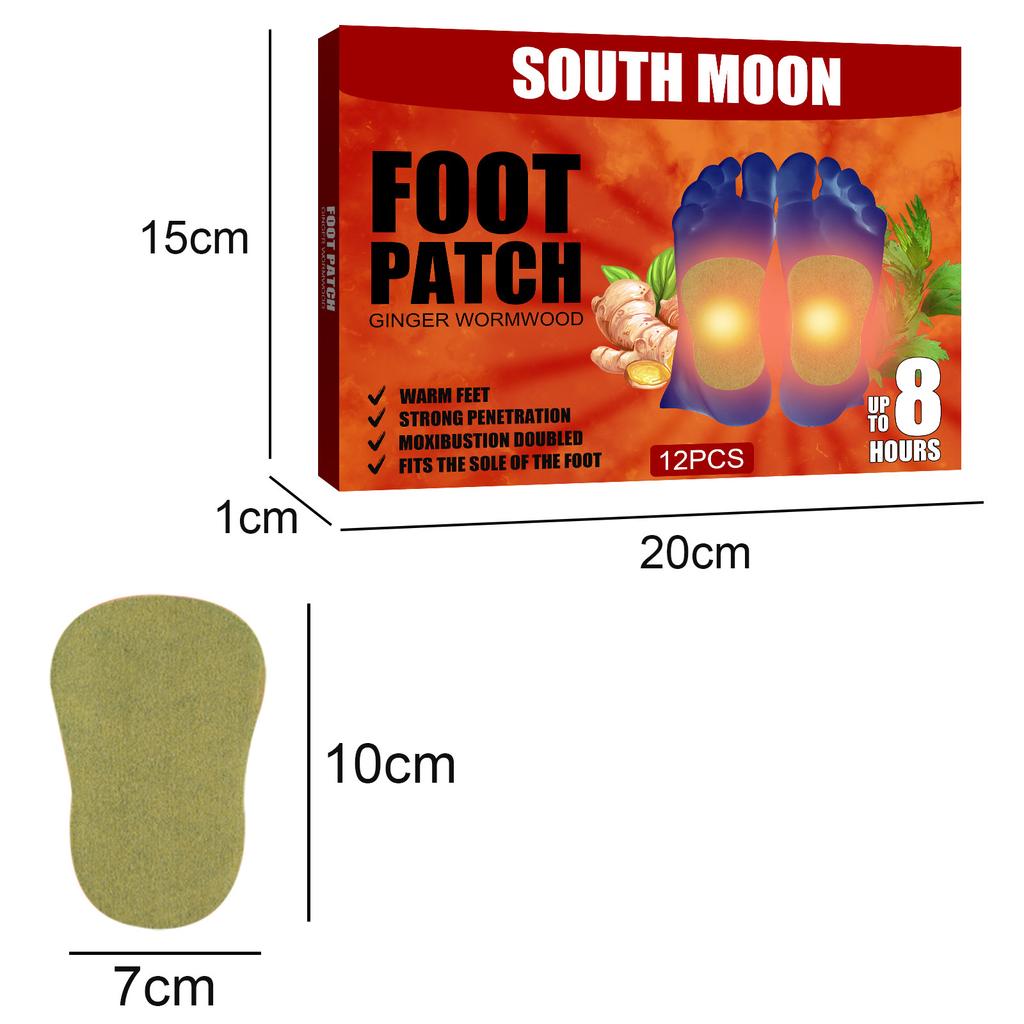 South Moon Пластырь для ног с имбирем и полынью улучшает качество сна, снимает стресс, отталкивает холод и сохраняет тепло.